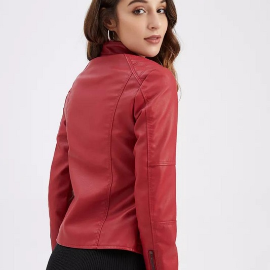 Levoie | Veste en cuir pour femmes avec col montant
