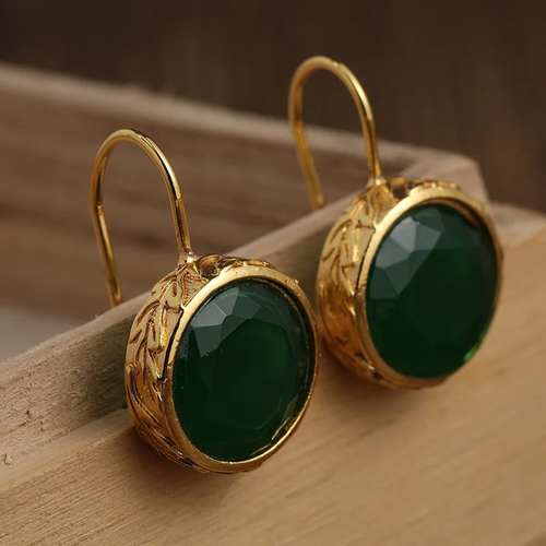 Levoire | Boucles D'Oreilles En Pierres Précieuses Vertes Plaquées Or