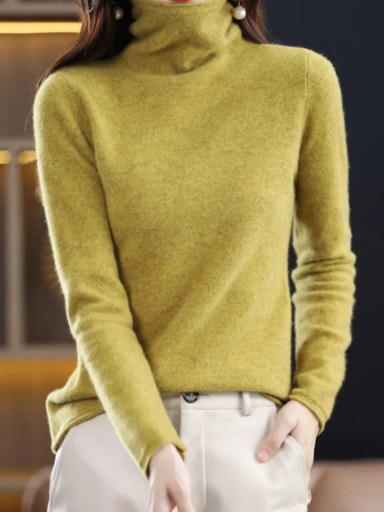 Levoire | Chemise à col pour femmes Pull élégant, doux et chaud Jaune