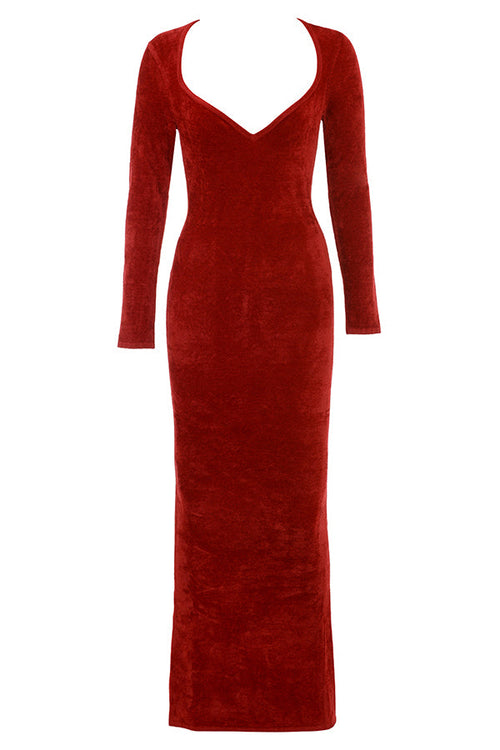 Levoire | Robe De Soirée Longue Avec Manches Longues Et Décolleté Plongeant