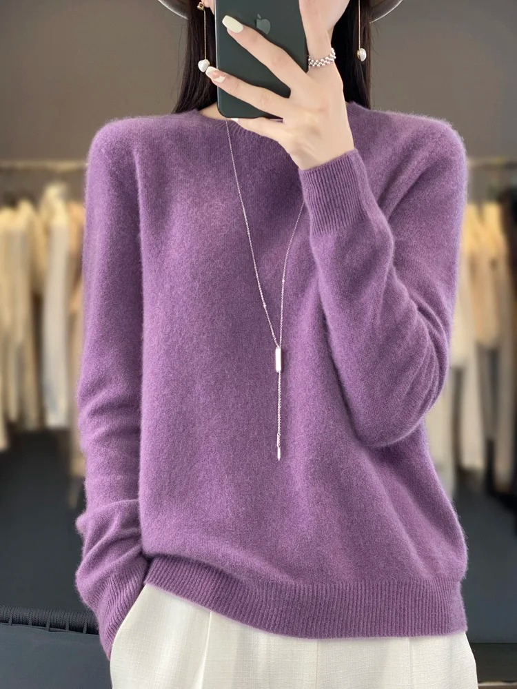 Levoire | Cachemire Pull Femme Col Rond Doux Et Élégant Pull-over Violet clair