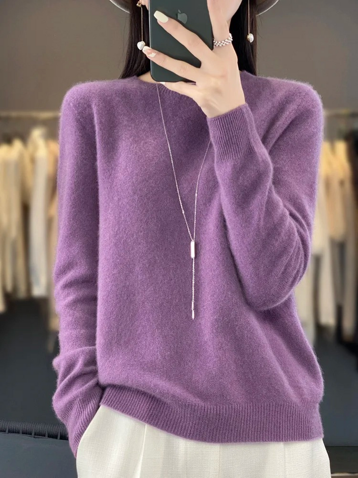 Levoire | Cachemire Pull Femme Col Rond Doux Et Élégant Pull-over Violet clair