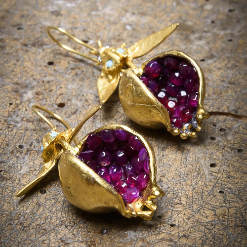 Levoire | Pomme Grenade Boucles D'Oreilles Dorées