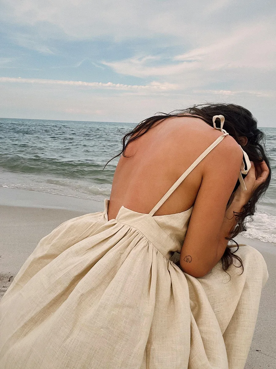 Levoire | Vestido de playa de algodón/lino : estilo vintage