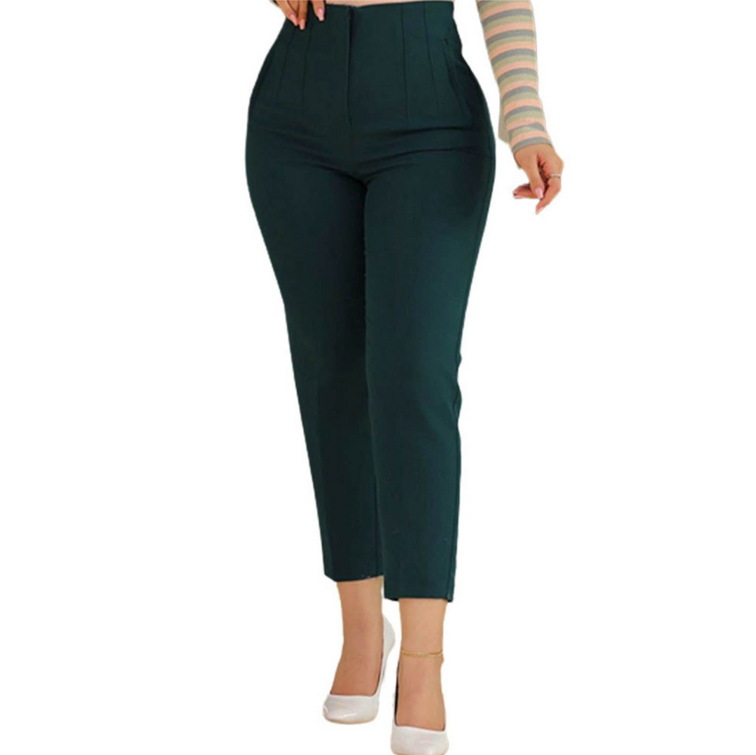 Levoire | Pantalon Haut Taill Femme En Coupe Moderne Vert