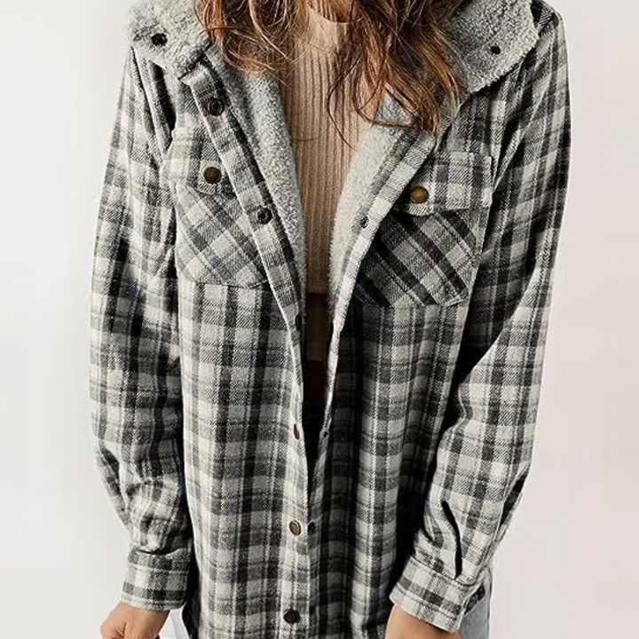 Levoire | Veste À Capuche À Motif Tartan Gris