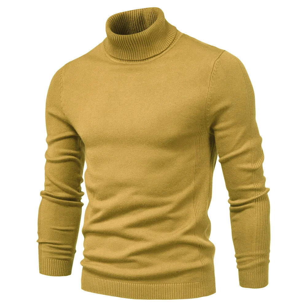 Levoire | Pull À Col Roulé Décontracté Pour Hommes Jaune