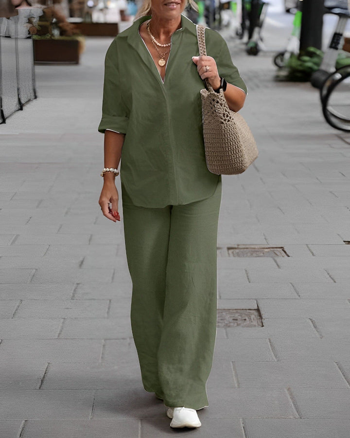 Levoire | Costume Décontracté À Manches Longues Dans Une Couleur Unie vert olive