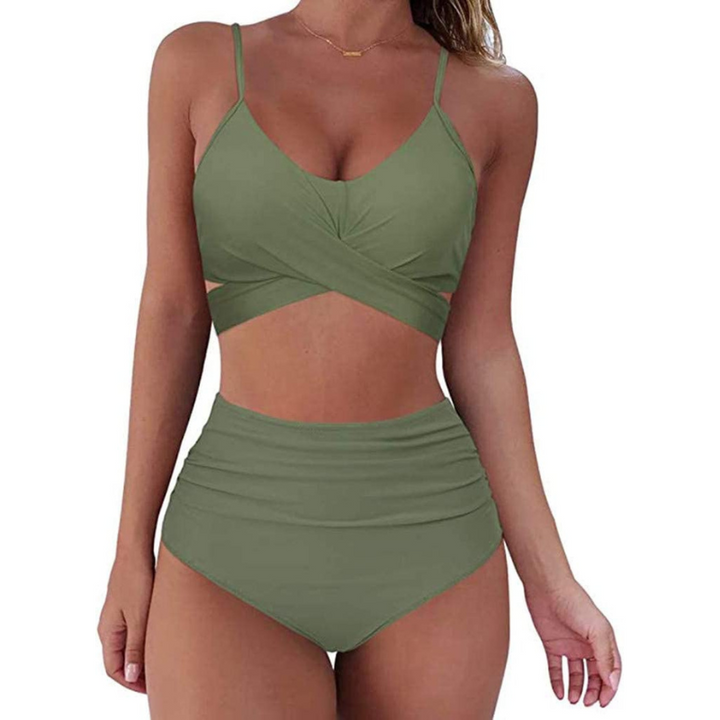 Levoire | Taille haute, bikini d'été coloré pour femmes Vert