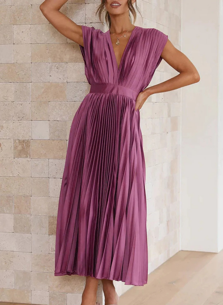 Levoire | Robe Maxi Femme Robe Élegante Flowy Avec Décolleté En V Lila