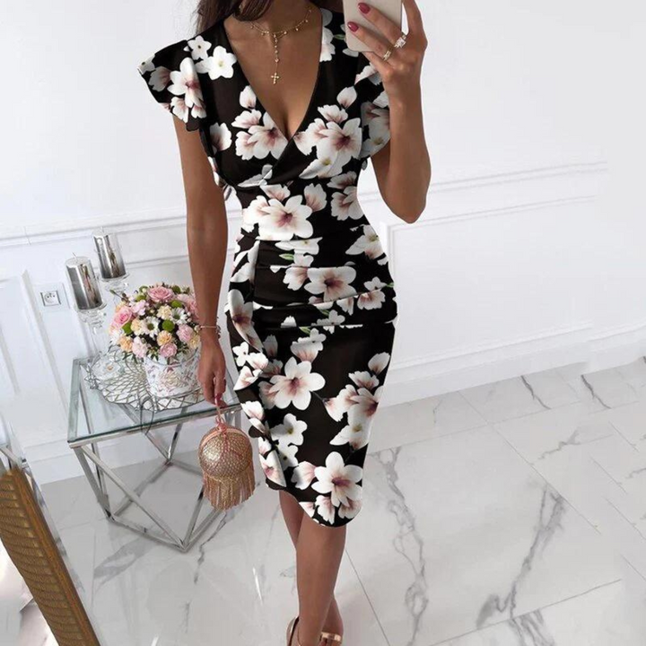 Levoire | Robe avec décolleté en V Noir et Blanche