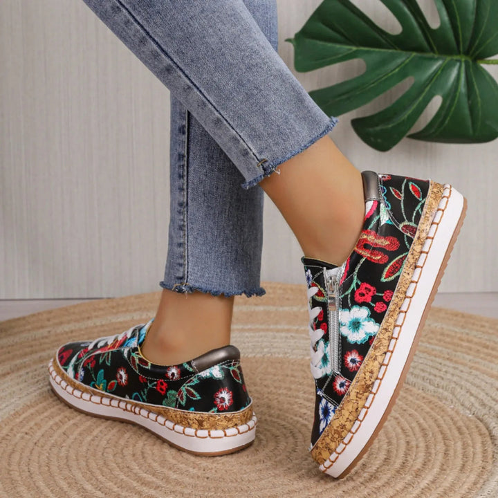 Levoire | Belles chaussures à lacets à motif floral pour femmes