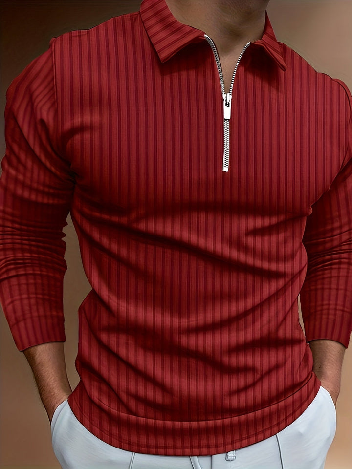 Levoire | Rayures Verticales Chemise Pour Hommes Avec Zip Et Manches Longues