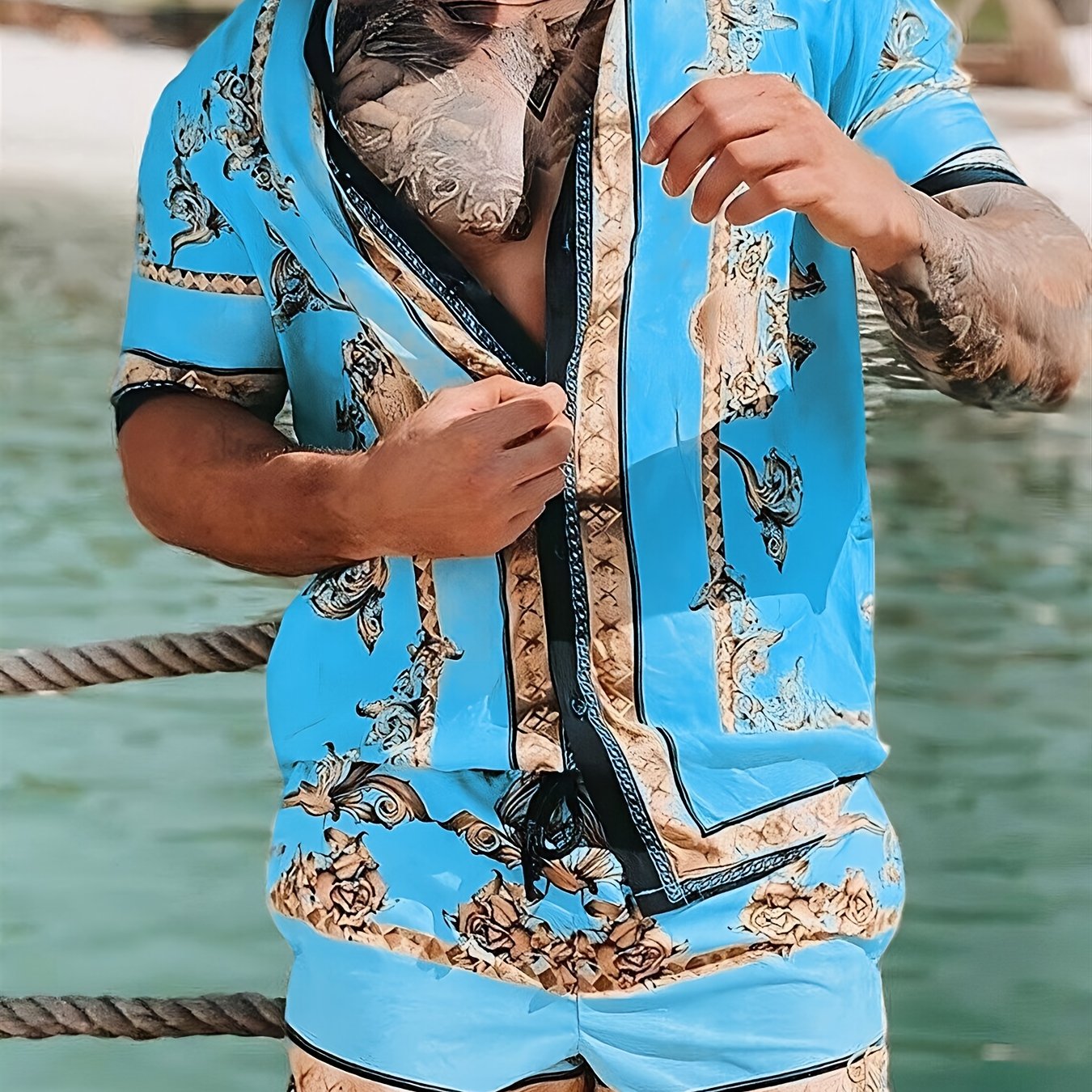 Levoire | 2 Pièces Costume Homme Avec Motif Floral Doré