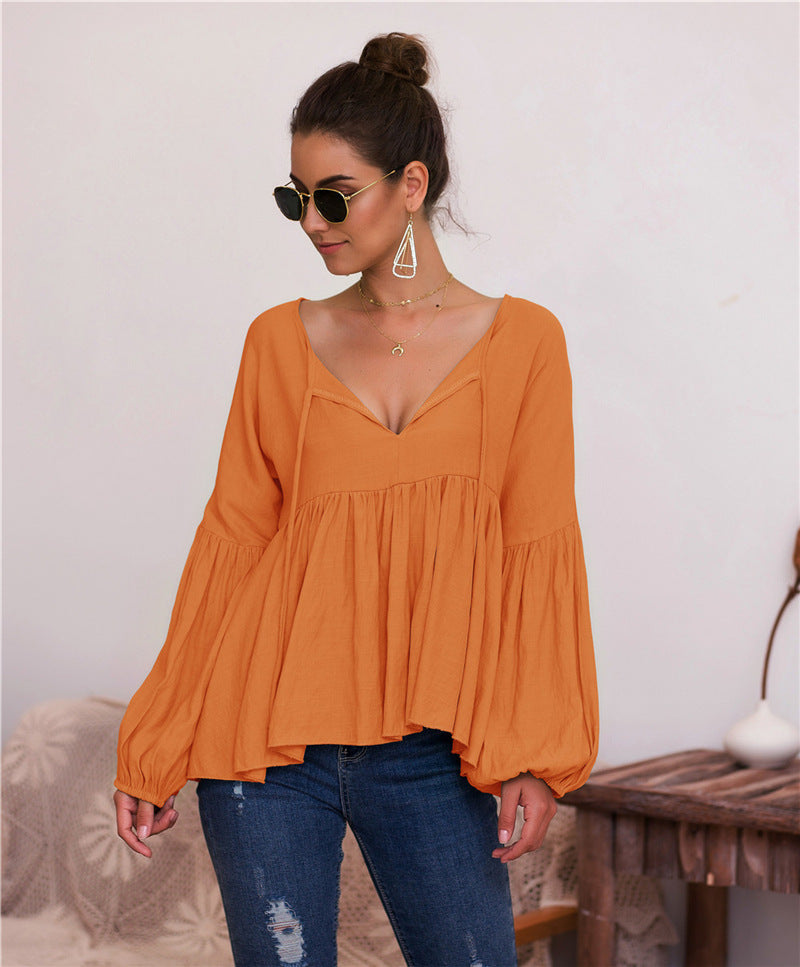 Levoire | Puffihihat V-Col T-Shirt Orange