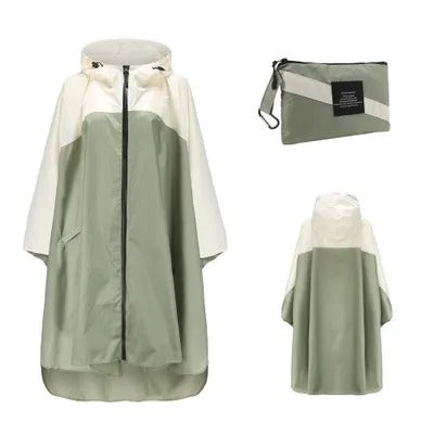 Levoire | Poncho Pour La Randonnée En Plein Air Vert blanc Une taille