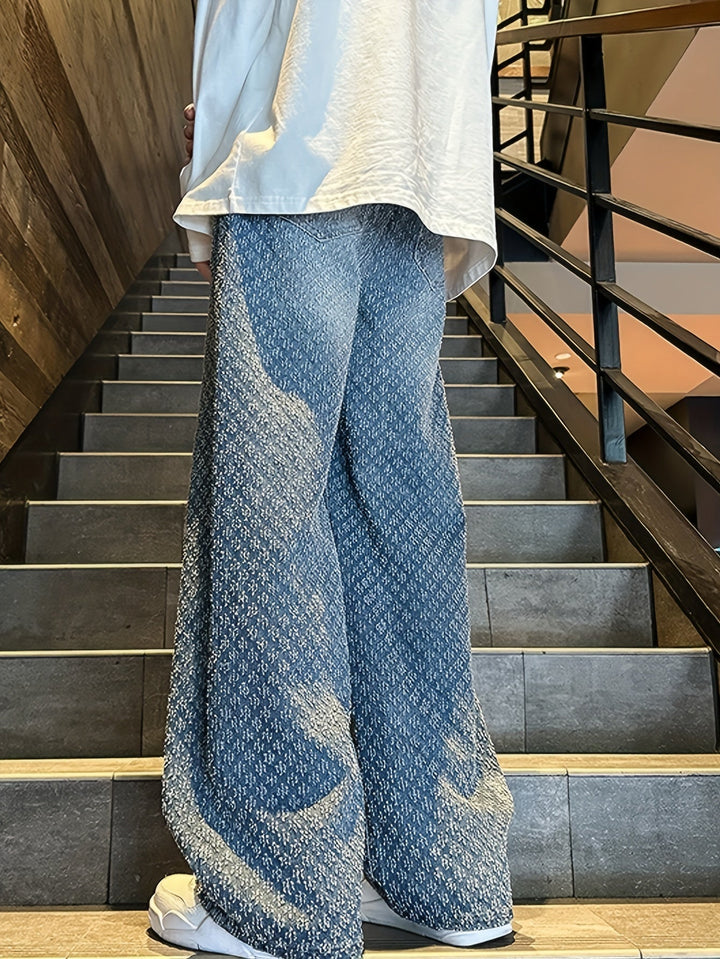 Levoire | Jeans En Denim Géométriques Décontractés Pour Hommes