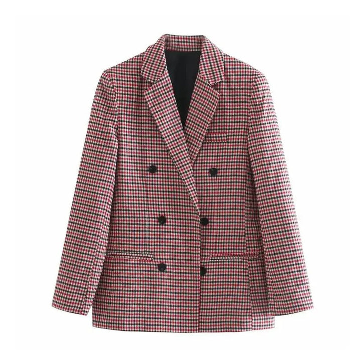 Levoire | Veste Bleue Classique À Double Bouton Avec Motif À Carreaux Rot