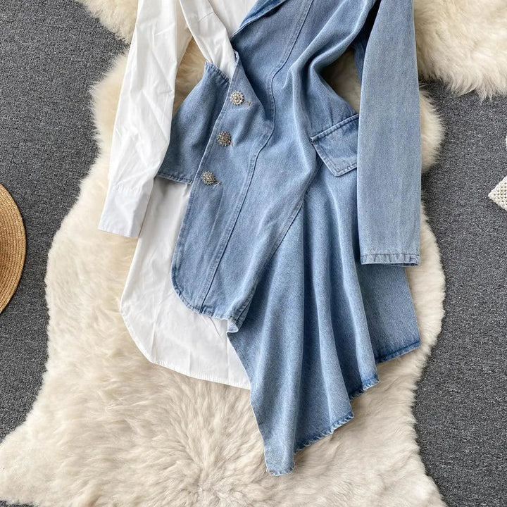 Levoire | Wanhat -robe avec des coutures de chemise irrégulières et des manches longues