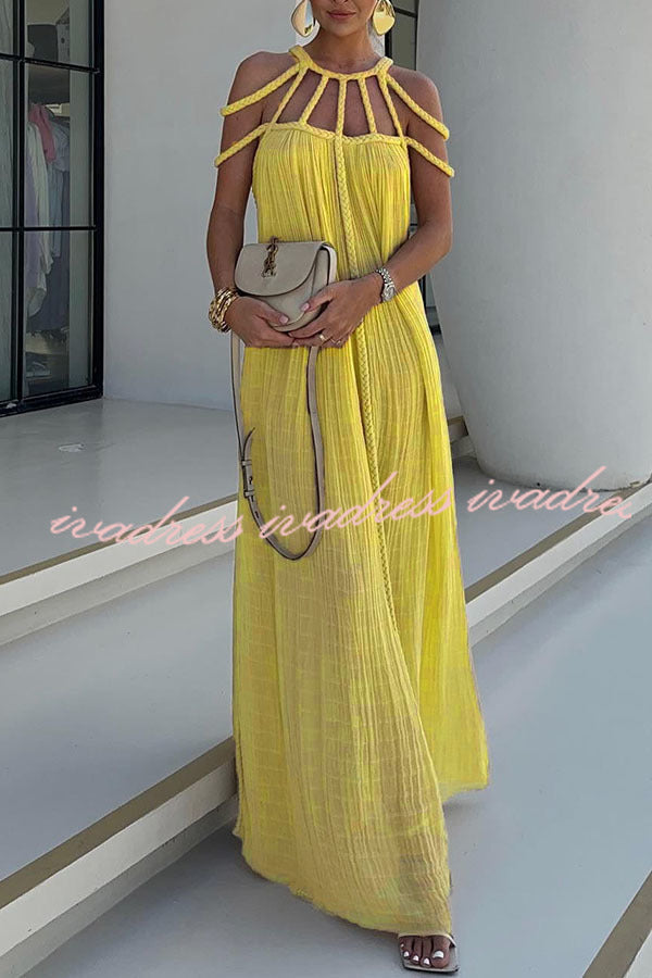 Levoire | Fließendes Maxikleid Fr T Jaune Une taille convient à tous