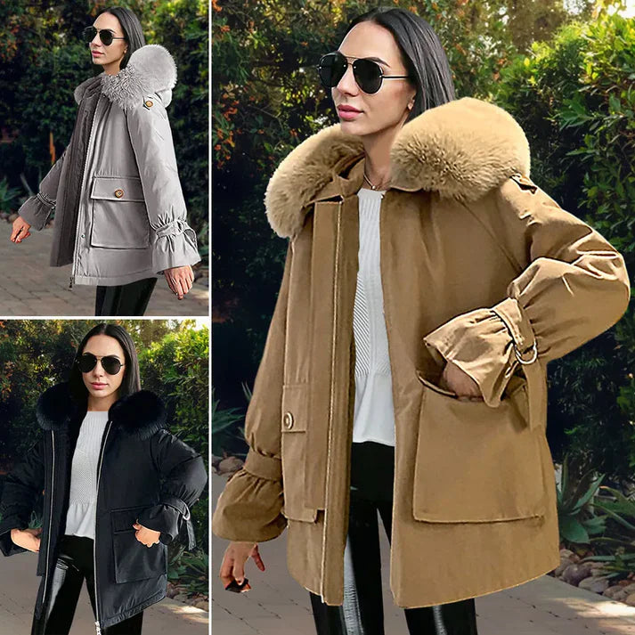 Levoire | Veste Fausse Fourrure Manches Longues Avec Capuche