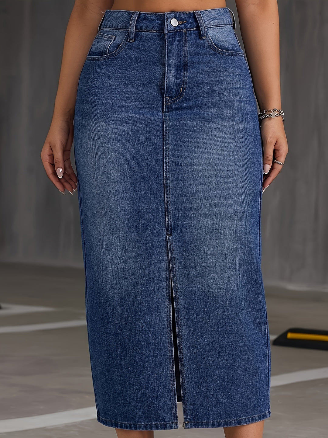 Levoire | Jupe Midi En Denim Taille Haute Et Volek