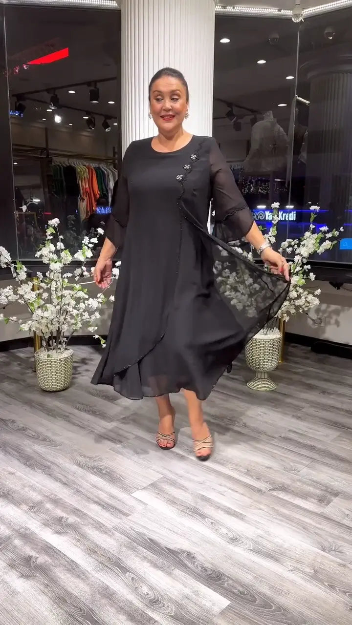Levoire | Femmes Robe Chiffon Évasée Unie
