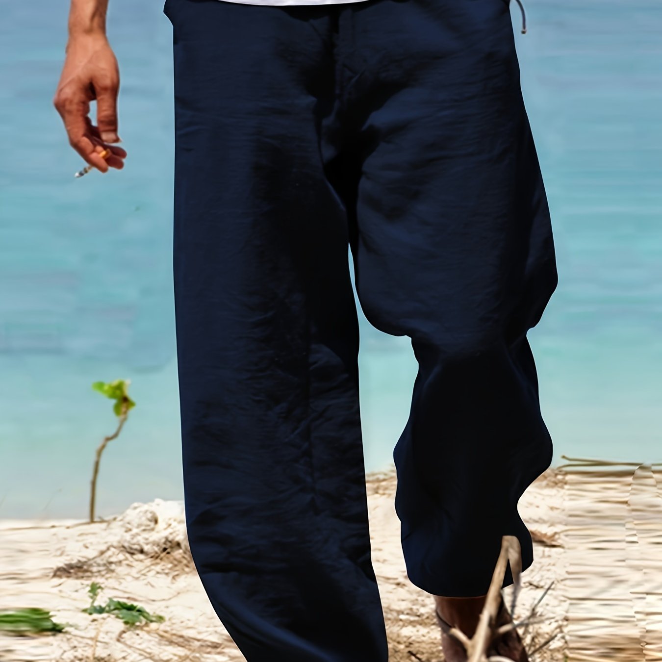 Levoire | Loisirs Coton Lin Pantalons Couleur Unie