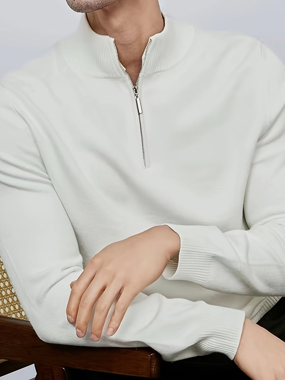 Levoire | Pull-Over Uni Avec Zip Mi-Long Et Col