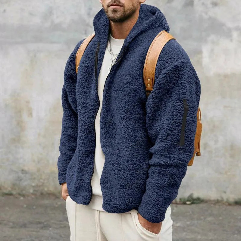 Levoire | Veste en fleece pour hommes avec capuche Gris marine