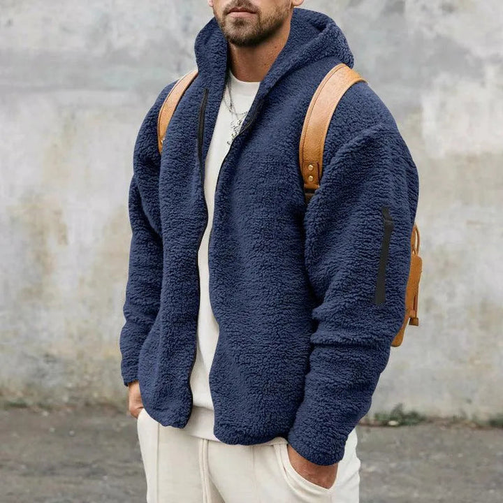 Levoire | Veste en fleece pour hommes avec capuche Gris marine
