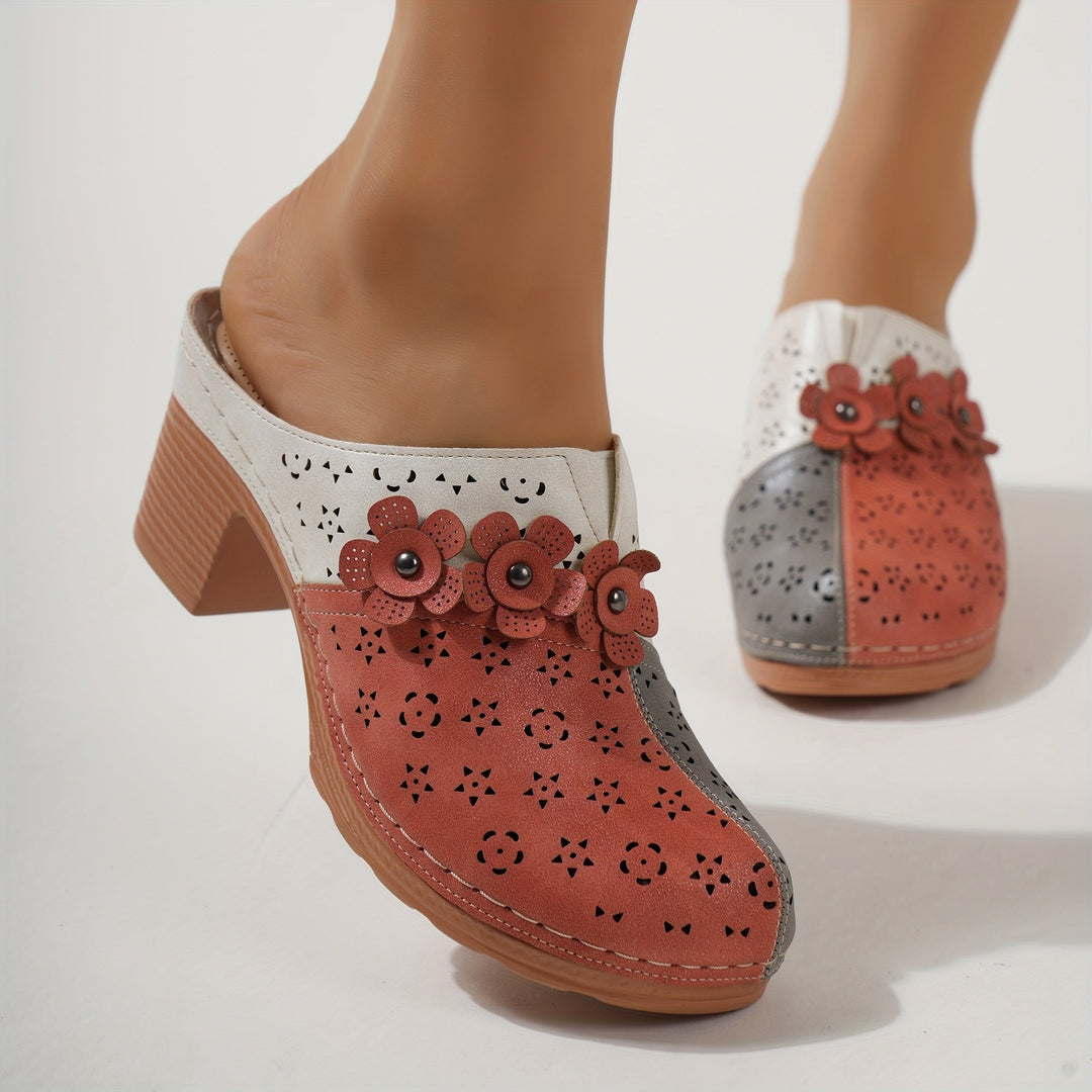 Levoire | Respirant Talons Hauts Avec Présentation De Fleurs Rouge orange