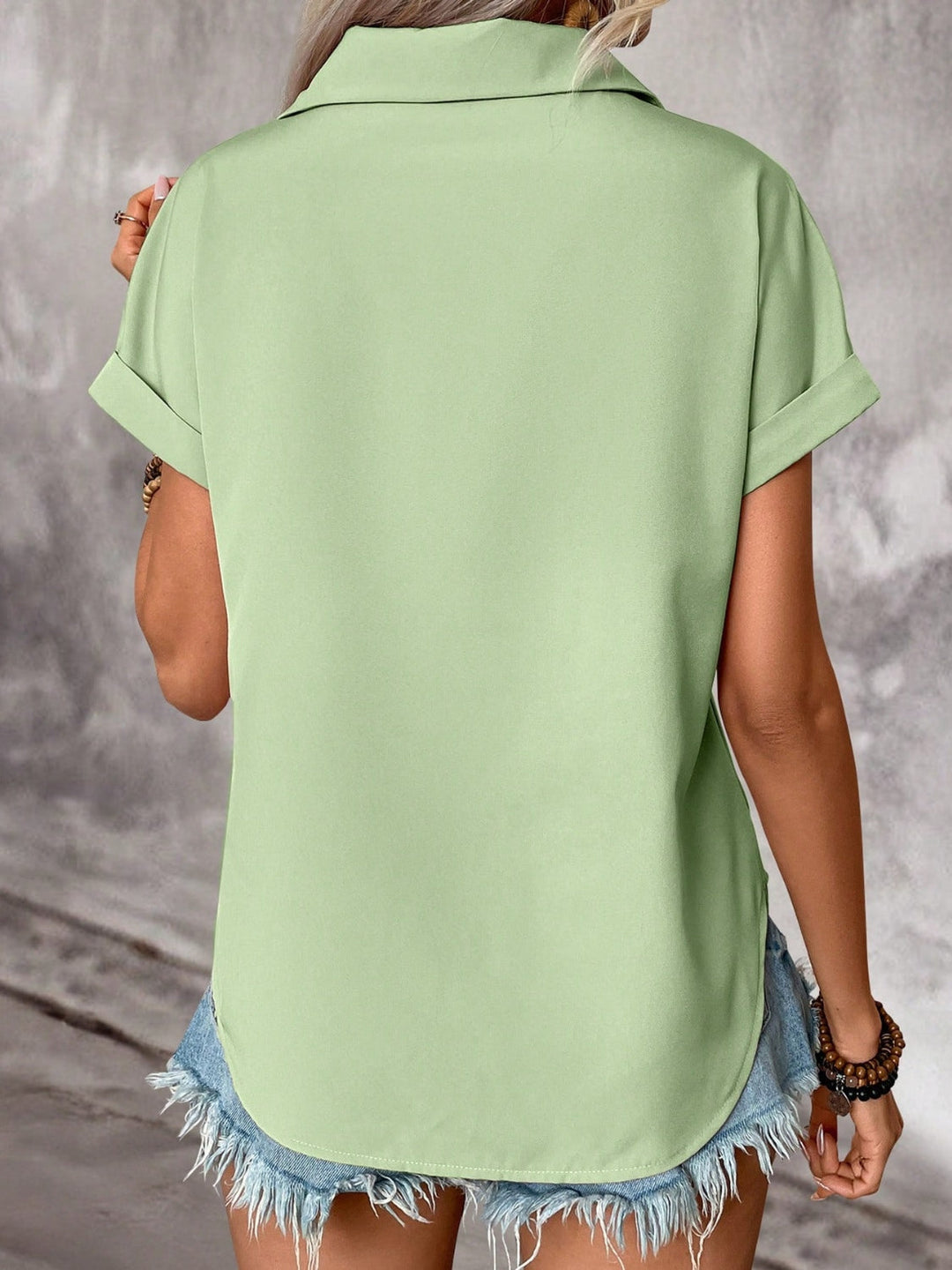 Levoire | Manches Courtes Chemise À Détails Plis Col