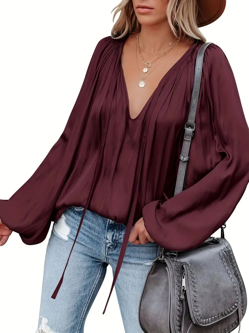 Levoire | Blouse En Satin Pour Femmes Brun roux