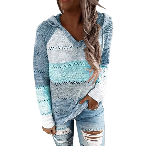 Levoire | Sweat À Capuche À Encolure En V Pour Femmes Bleu ciel