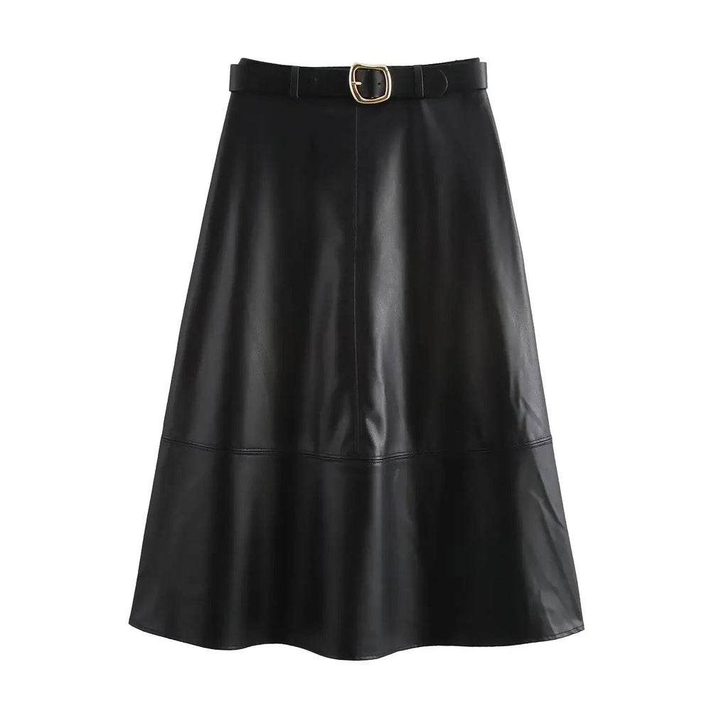 Levoire | Jupe A-Ligne Élégante Avec Ceinture Noir