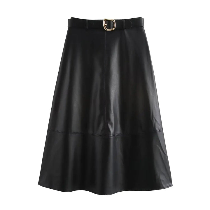 Levoire | Jupe A-Ligne Élégante Avec Ceinture Noir