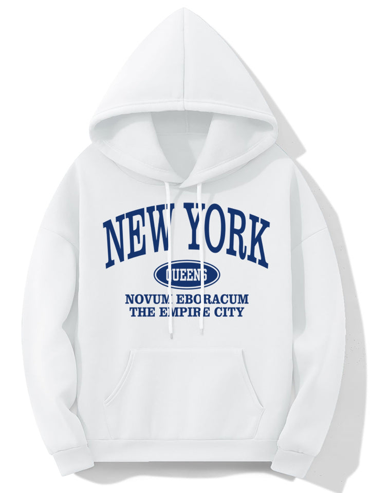 Levoire | Sweat À Capuche Avec Impression D'Imprimerie De New York Et Poche Kangourou Blanc
