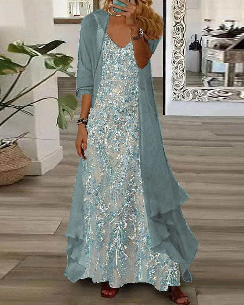 Levoire | Robe Maxi À Fleurs 2 Pièces Vert