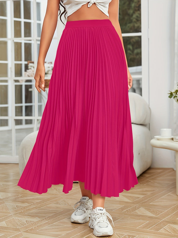 Levoire | Plissé Uni Boucle Coupe Jupe Rose rouge
