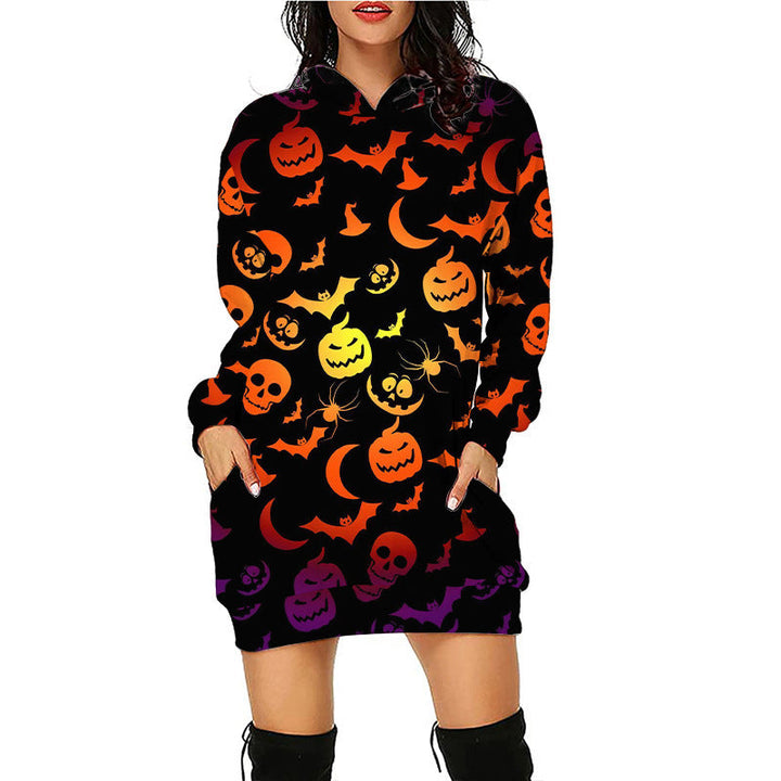 Levoire | Imprimé Halloween sweat à capuche moyen avec manches longues Robe 8