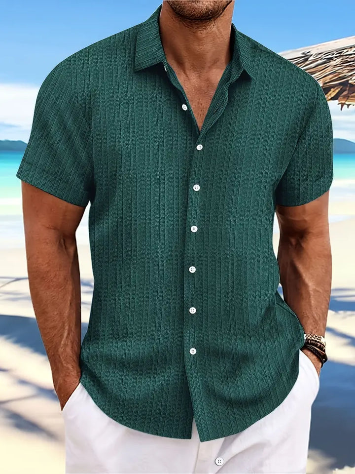 Levoire | Chemise À Manches Courtes Avec Patte De Boutonnage Pour Homme Vert