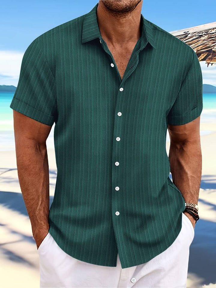 Levoire | Chemise Élégante À Motif Rayé Décontracté Vert foncé