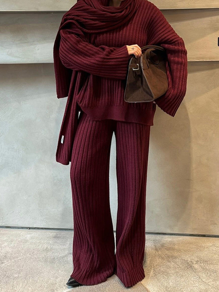 Levoire | Robe Pantalon Pull Décolleté V Rouge