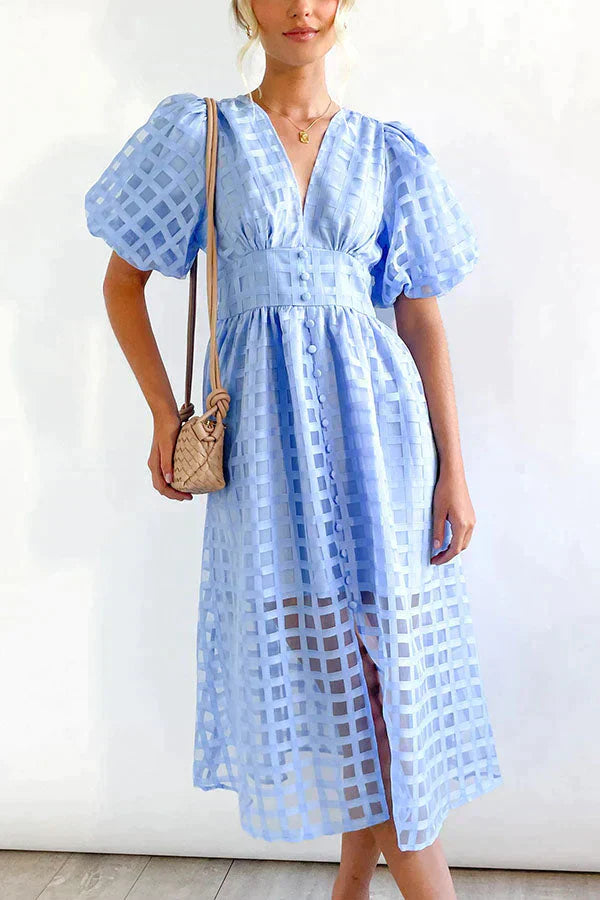 Levoire | Unique Style Dress With Extended Sleeves Bleu ciel