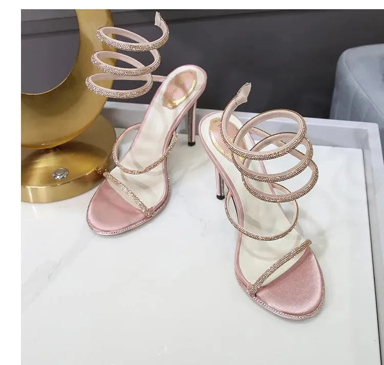 Levoire | Sandales pour femmes à talons hauts et à brides de cheville Champagne