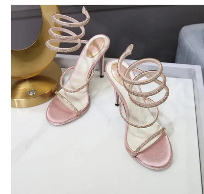 Levoire | Sandales pour femmes à talons hauts et à brides de cheville Champagne