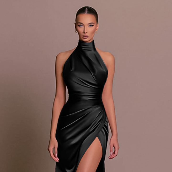 Levoire | Polyvalent sans manches automne col robe longue Noir