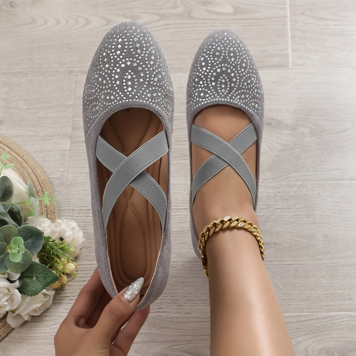 Levoire | Ballerines À Strass Avec Sangle Élastique gris
