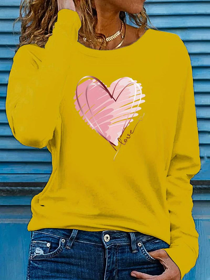 Levoire | T-shirt Manches Longues Imprimé Cœur et Amour Orange Jaune